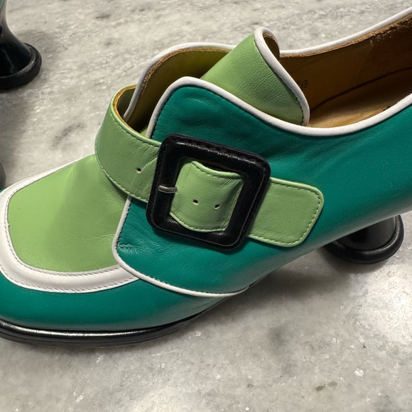 John Fluevog Shoes - John Fluevog Green and White Heels